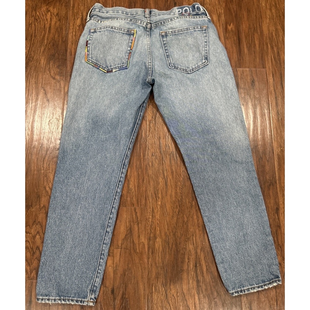 Polo Ralph Lauren Women's Blue Distressed Pattern Avery Boyfriend Jeans